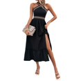thumbnail image 2 of Wyzesi Robes de Fête de Noël Longues pour Femmes Col Élégant Taille Haute Sans Manches Fendue Robe Maxi Pyjama de Noël Costume, 2 of 9