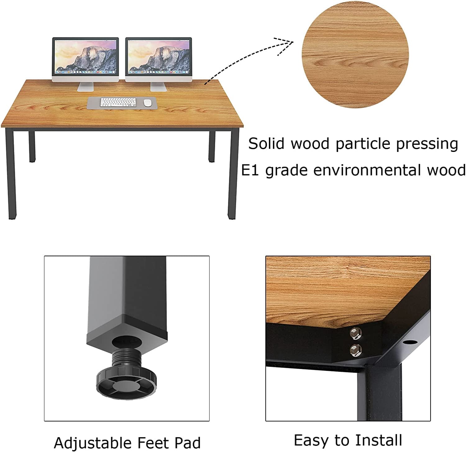 Soges 31.5" Desk Small Desk Computer Desk Home Office Table Laptop Desk Writing Desk Study Table Teak Finish