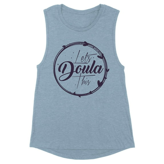 Let's Doula This Women's Muscle Tank Medium Stonewash Denim