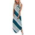 thumbnail image 1 of SMihono Été Boho Maxi Robe pour les Femmes Plus Size Femmes Conception d'Été Occasionnel Robe Progressive Sans Manches Cou V-Cou Longue Robe Plage Swing Sundress, 1 of 5