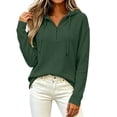 thumbnail image 7 of Quarter Zip Pullover wWomen Waffle Knit Long Sleeve Drawstring Casual Sweatshirt Hooded Tops, 7 of 7