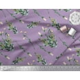 thumbnail image 2 of Soimoi Purple Japan Crepe Satin Fabric Leaves & Tulip Floral Print Sewing Fabric Yard 42 Inch Wide, 2 of 3