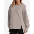 thumbnail image 7 of Women Oversized Sweatshirts Crewneck Side Slit Pullover Long Sleeve Casual Tops, 7 of 7