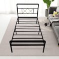 thumbnail image 1 of 14 Inch Twin Size Bed Frame with Headboard and Footboard, Heavy-Duty Metal Platform Single Bed Frame with Anti-Slip Pad, No Box Spring Needed, 1 of 9
