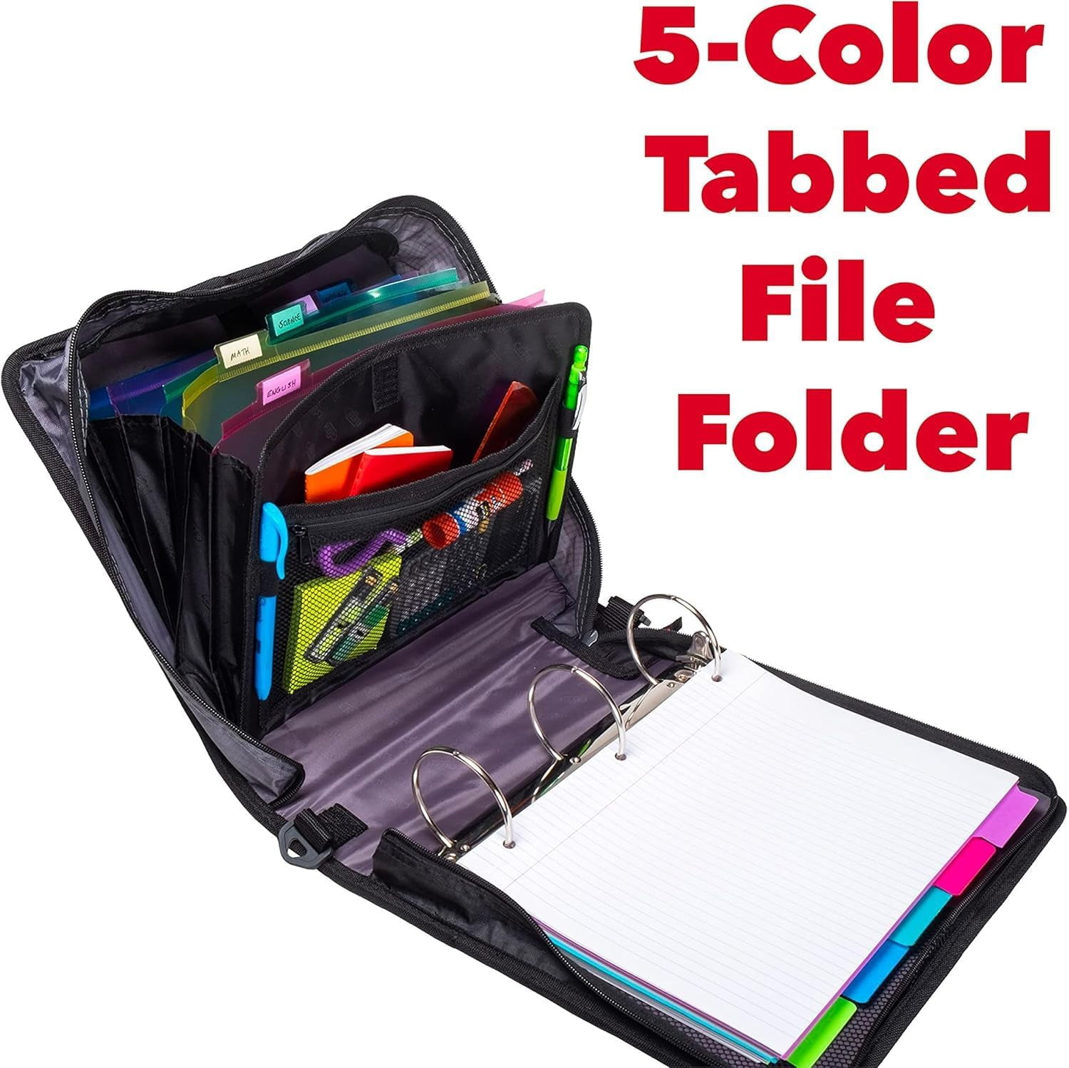 Case It 3-Inch Mighty Zip Tab Zipper Binder, Blue, D-146