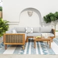 thumbnail image 2 of L-shaped Corner Sectional Seating Group with Waterproof Stain-resistant Cushions, Outdoor Furniture Set with High-resilience Foam, for Villas, Balcony, Gray, 2 of 9
