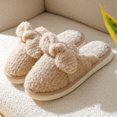 thumbnail image 3 of Zapatillas de algodón de otoño e invierno para mujer con nudo de lazo, zapatillas peludas para el hogar, zapatillas de algodón cálidas de felpa antideslizantes gruesas para mujer, 3 of 5