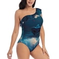 thumbnail image 3 of Gukieu Fantasy Underwater Adventure Print One-shoulder Ruffled One-piece Swimsuit with Removable Chest Pads and Tummy-control Swimsuit for Women-XX-Large, 3 of 6