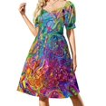 thumbnail image 2 of Vestido de manga corta con jirafas de cueva, vestidos africanos para mujer, vestido de noche para mujer., 2 of 7