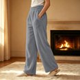 thumbnail image 4 of ClodeEU Women's Elastic Waist Fleece Wide Leg Lounge Pants ,Warm Winter Homewear Sleep Bottoms With Pockets ,Women's Plus S, 4 of 5