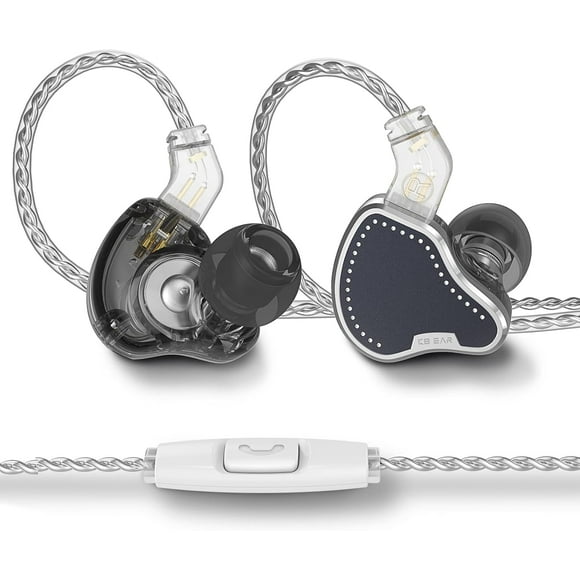 AIR-KBEAR in Ear Monitors, 1 Dynamic Diaphragm+2 Balance Amature 3 Drivers IEM Earphones with Silver-Plated OFC Cable, Noise Isolation Earbuds for Musicians(Black,with Mic)