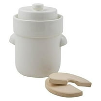 Gartoph 3 Liter Cream Colored Fermentation Crock - 3 Piece Kit