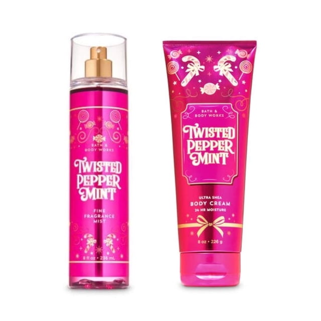 Bruma aromática y crema corporal Bath & Body Works Twisted Peppermint