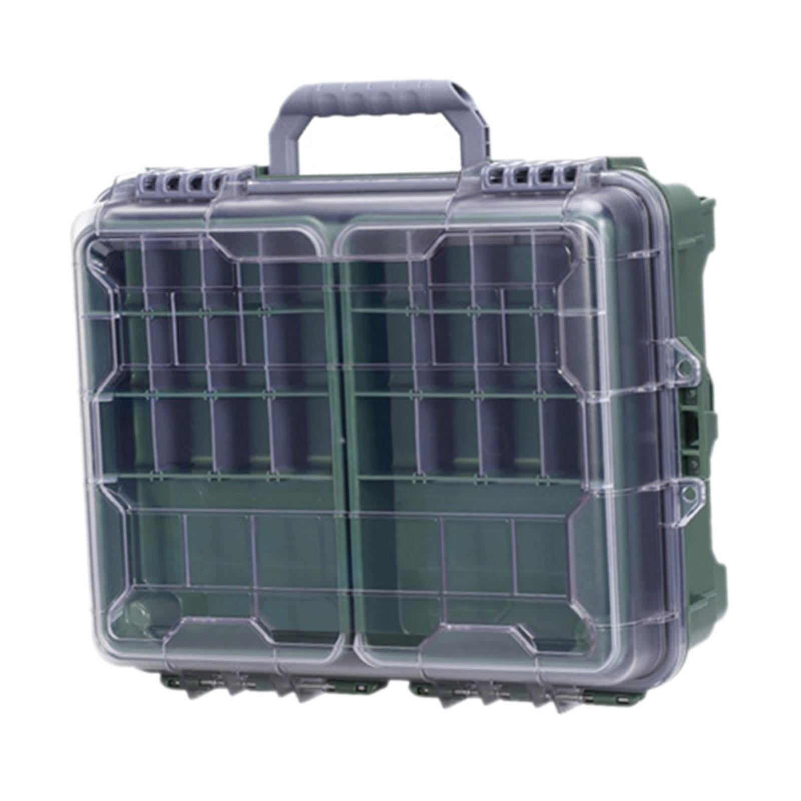 Wswqop Fishing Tackle Box Container Fishing Accessories Box Large Capacity Waterproof 3 Green