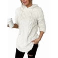 thumbnail image 2 of Women'S Solid Color Long Sleeve Hooded Jacquard Sweatshirt Jacket Slim Fit Drawstring Plush Sweatshirt White M, 2 of 8