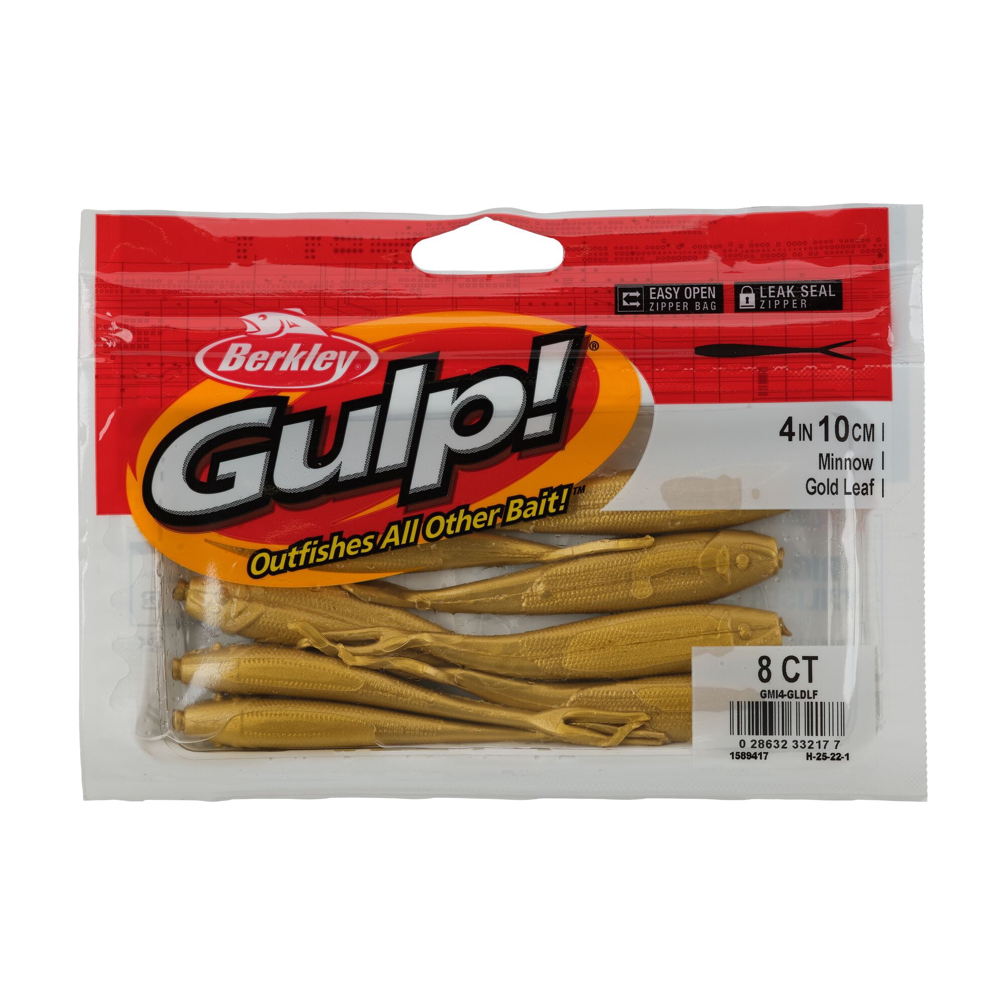 Berkley Gulp!® Minnow, 4 in, Minnows, Gold Leaf (8 Count)