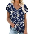 thumbnail image 2 of Pntutb - Camiseta de manga corta con cuello en V para mujer, holgada, informal, de verano Pntutb Pntutb-9065, 2 of 7
