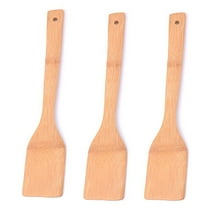 Shenmeida 3PCS Wooden Spatula for Cooking - 12 Inch Premium Utensils Long Handled, Kitchen Spurtle Set Ideal for Pan and Wok - Wood Turner, Corner Spatula, Spoons, Scraper, Frying