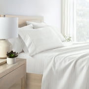 Noble Linens 4 Piece Pattern Microfiber Bed Sheets Set, Soft Stitch Stripe Terracotta, Queen