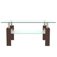 thumbnail image 4 of Tcbosik Rectangle Coffee Table with Glass Top and Metal Legs, 38.6" Cocktail Table with Open Shelf, 2-Tier Center Table for Living Room, Easy Assembly, Walnut, 4 of 8