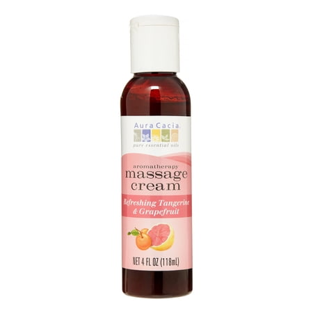 Aura Cacia Aromatherapy Massage Cream, Tangerine & Grapefruit, 4 Oz