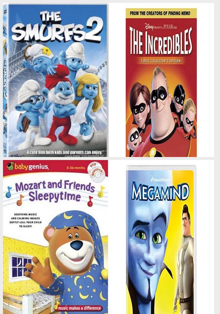 Children's 4 Pack DVD Bundle: The Smurfs 2, The Incredibles, Baby ...