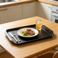 thumbnail image 4 of Black Plastic Serving Tray Rectangular Dinner Plate Thickened Sturdy for Cafeteria Restaurant Home Kitchen, 4 of 6