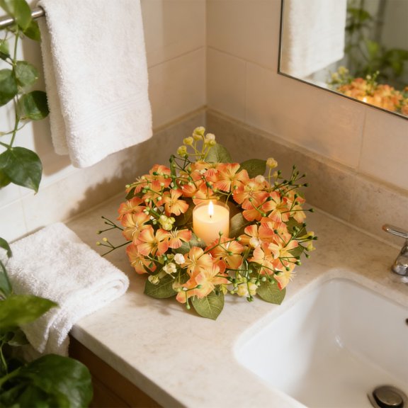 Spring And Summer Artificial Flower Garlands Mini Floral Wedding Candle Ring Wedding Wreath Table Centerpiece Party Home Door Decoration S