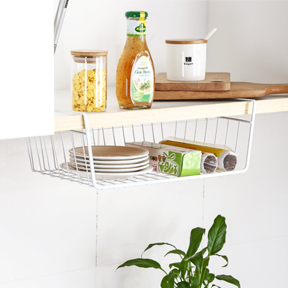 Everso 3Pcs Shelf Wire Basket Sliding Shelf Storage Organizer Hanging