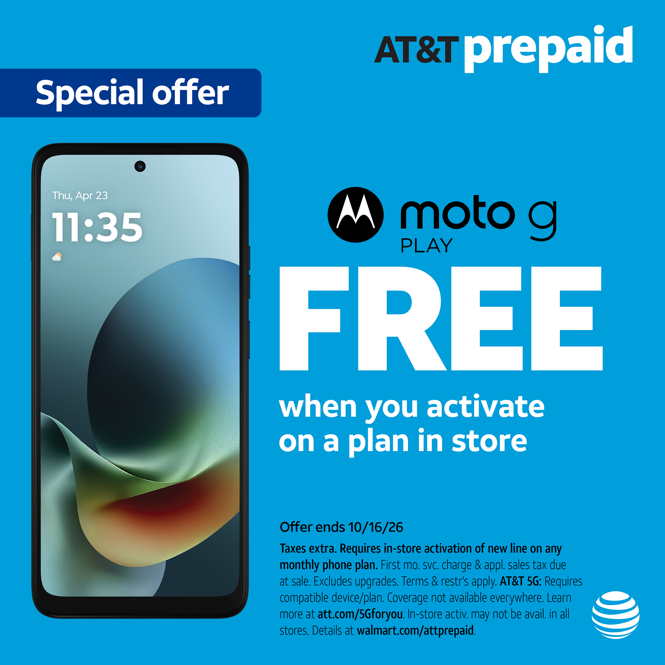 AT&T Motorola moto g Play 2026,64GB, PANTONE Tapestry - Prepaid Smartphone[Locked to AT&T]