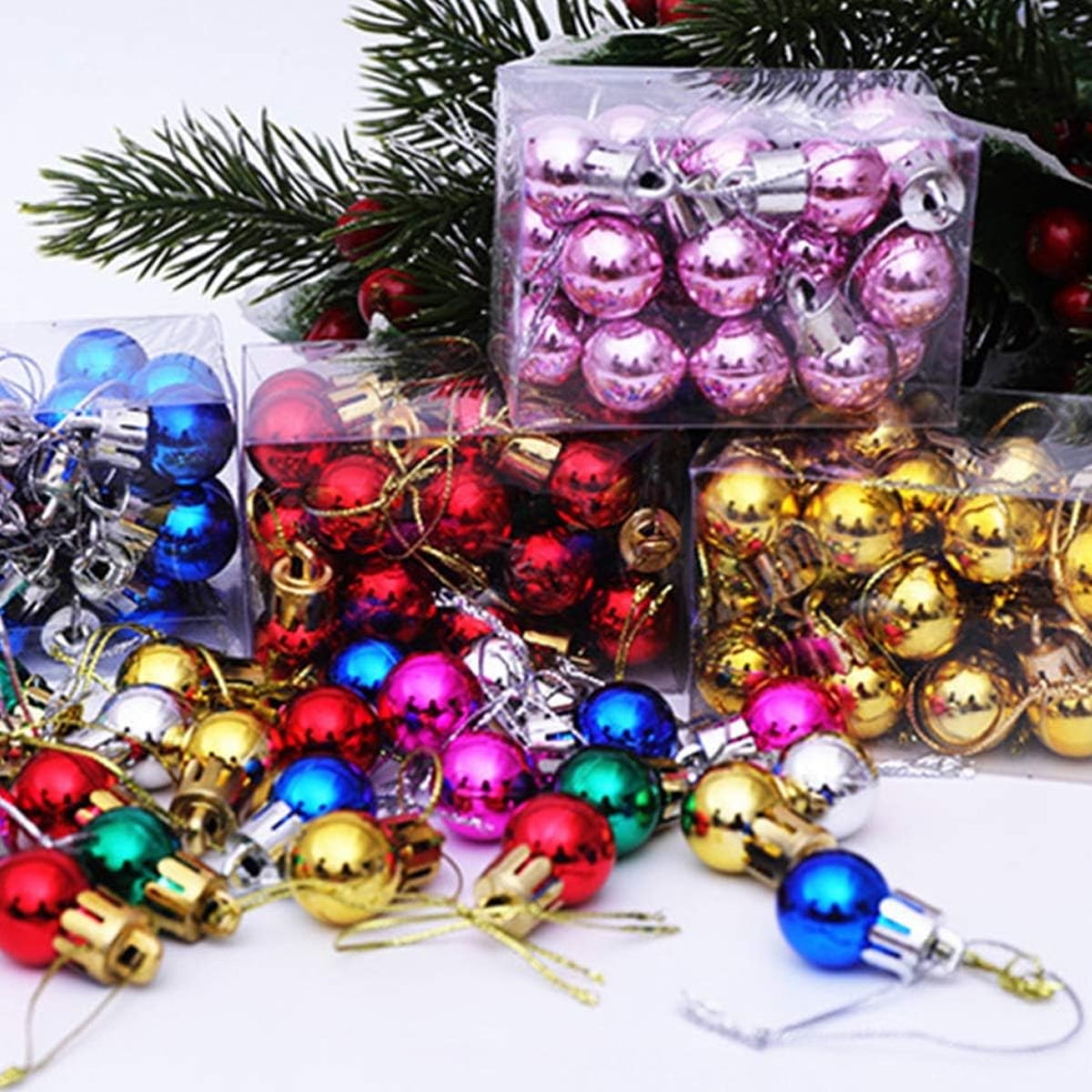 Pack De Petites Boules De Noël Orange Cuivré, Décoration Sapin De Noël