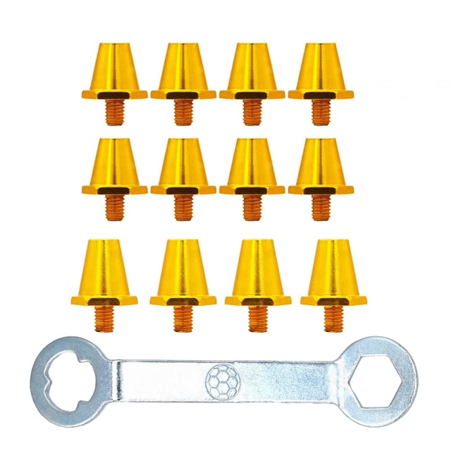 12 x Clavos para zapatos de fútbol Tacos de fútbol M5 Tacos de rugby Clavos universales para atletismo Oro con llave