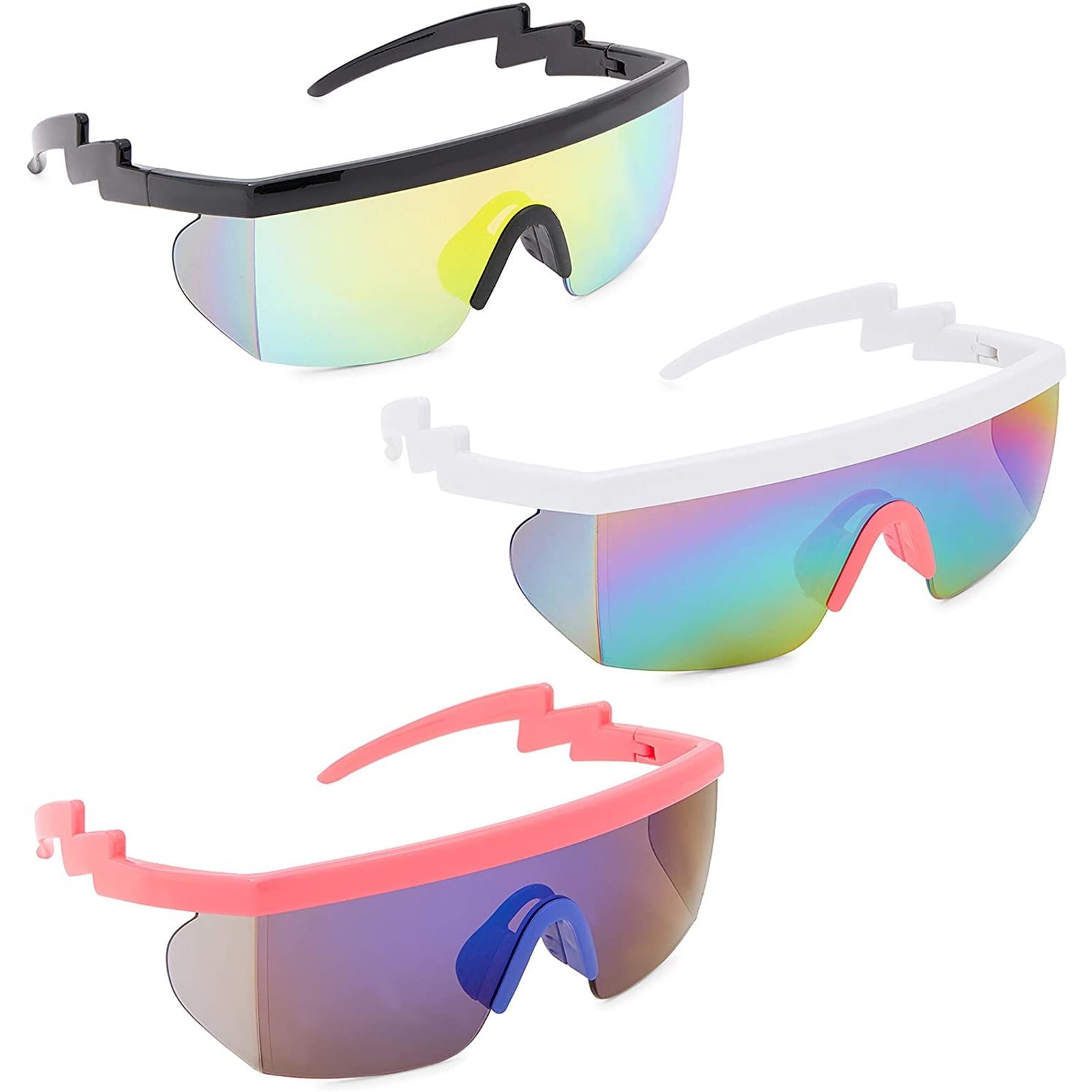 Mens WRAP AROUND SPORT CYCLING Casual Dressy SUN GLASSES White Frame Mirror Lens 