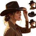 thumbnail image 5 of VBEWZET Shapeable Brim Woven Cowboy Cap, Band Decor Packable Protection Beach Hat for Riding, Fishing, Camping & Vacation, 5 of 6