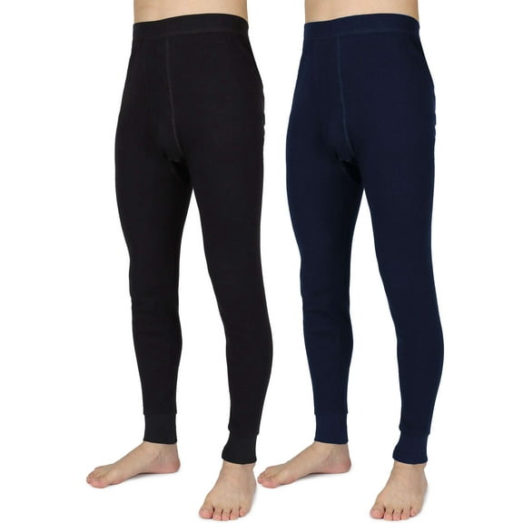 Spencer 2-Pack Men's Thermal Underwear Bottom Soft Cotton Long Johns Mens Leggings Thermal Pants for Cold Weather, Size L-XXL