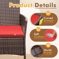 thumbnail image 2 of Flamaker Patio Furniture Set 3 Pieces All-Weather Rattan Outdoor Furniture Patio Chairs with Tempered Glass Table for Porch Bistro Balcony (Brown/Red), 2 of 7