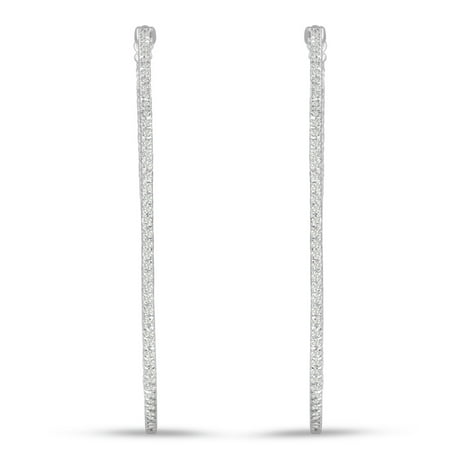 1ct Diamond Inside-Out Hoop Earrings in Sterling Silver (2 inch hoops)