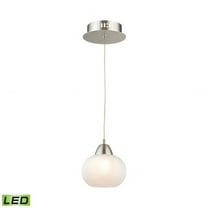 Alico Ciotola LED Pendant in Satin Nickel and White Glass