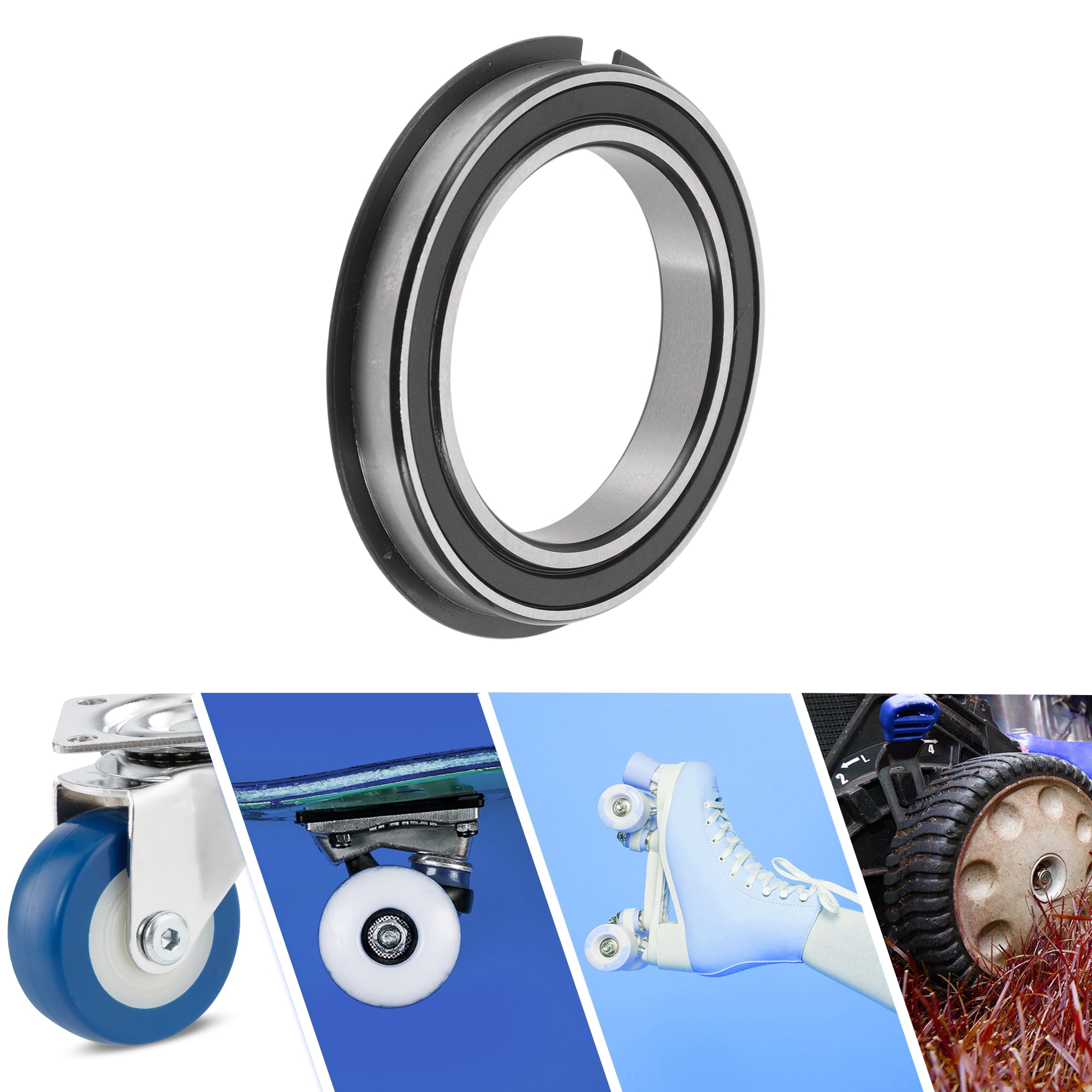 Unique Bargains 6912NR2RS Deep Groove Ball Bearings 60x85x13mm P0 Double Rubber Seal Lubricated Bearings 1 Pc Car Scooter Skateboard Wheel Universal Silver Tone Black