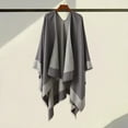 thumbnail image 3 of Grofry Women Warm Shawl Wrap Fall Winter Double-Sided Open Front Cape with Color Contrast Multiple Ways to Wear Poncho Sweater, 3 of 8
