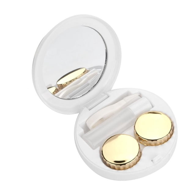 yuyte Estuche de Lentes de Contacto Portátil con Espejo, Estuche para Lentes con Forma de Pentagrama, Mini Caja de Almacenamiento para Lentes de Contacto, Kit de Viaje Lentes de Contacto (Dorado) Ecomeon no