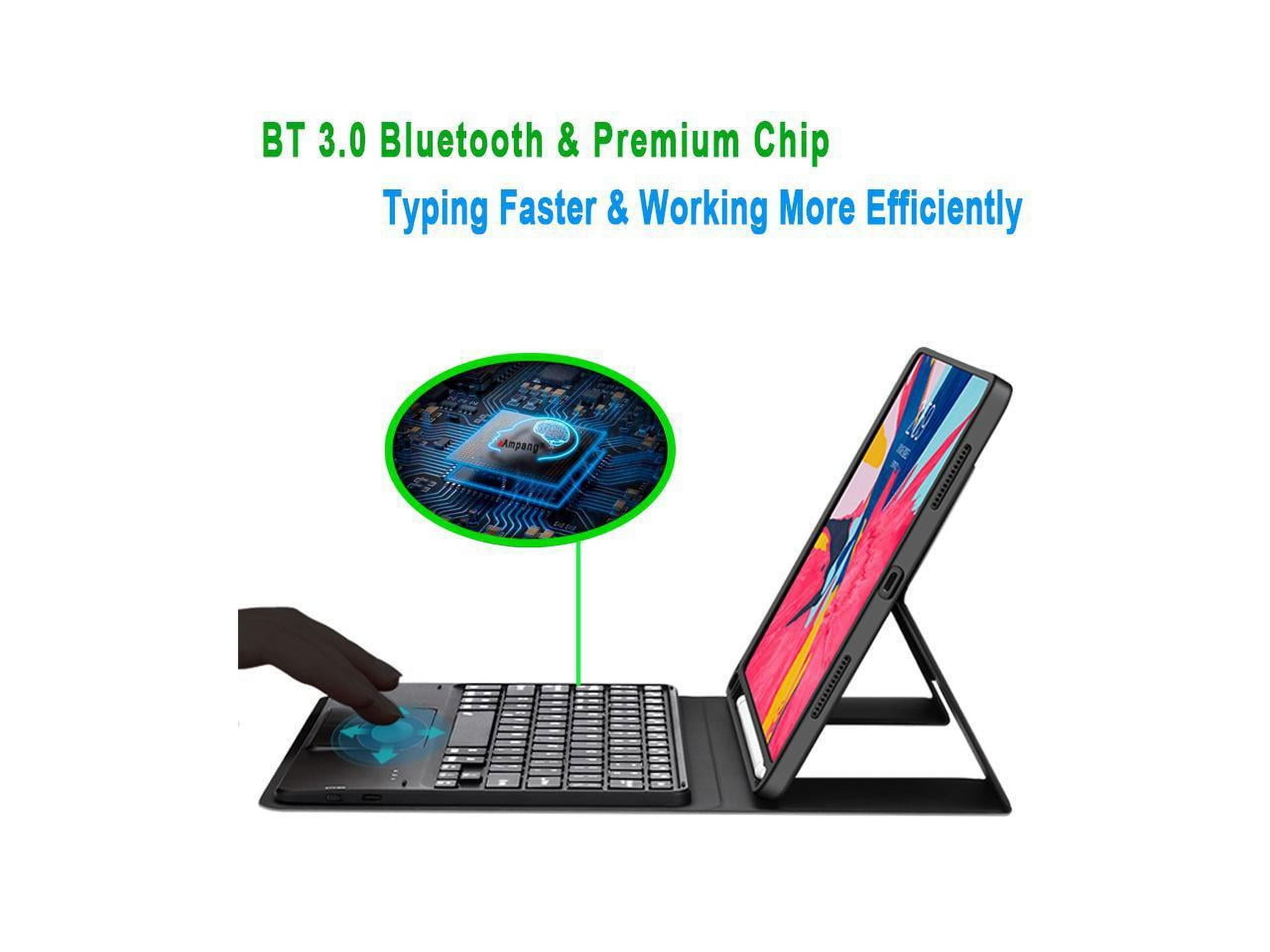 Bluetooth Keyboard Case with Trackpad for iPad Pro 12.9 inch 2017 2015 (Old Model, 2nd & 1st Generation) Removable Wireless Keyboard with Leather Cover / Pencil Holder