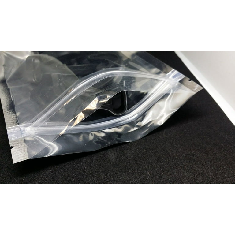 FERENLI 100 Pcs Mylar Zipper Lock Bag Food Storage Matte Foil Airtight Bags  with Front Window Plastic Candy Packaging Pouch for Zip Flat Heat Seal