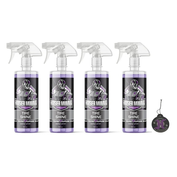 Hoosier Momma 16oz Car Tire Shine - Long-Lasting, High-Gloss Formula Enhances Tires with a Wet-Look Shine - Repels Dirt & Protects Rubber - Easy Spray-On for a Showroom Finish(4-Pack)