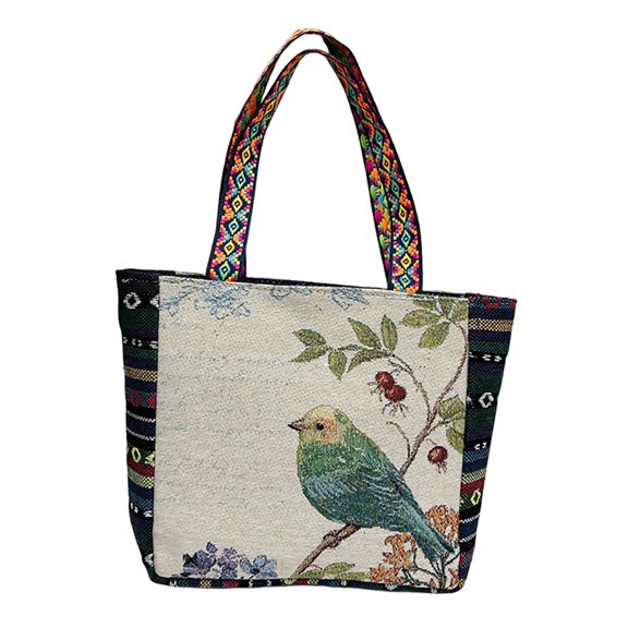 Yunhgft Canvas Shoulder Bag Lightweight Big Capacity Female Satchel Handbag for Shopping Bird