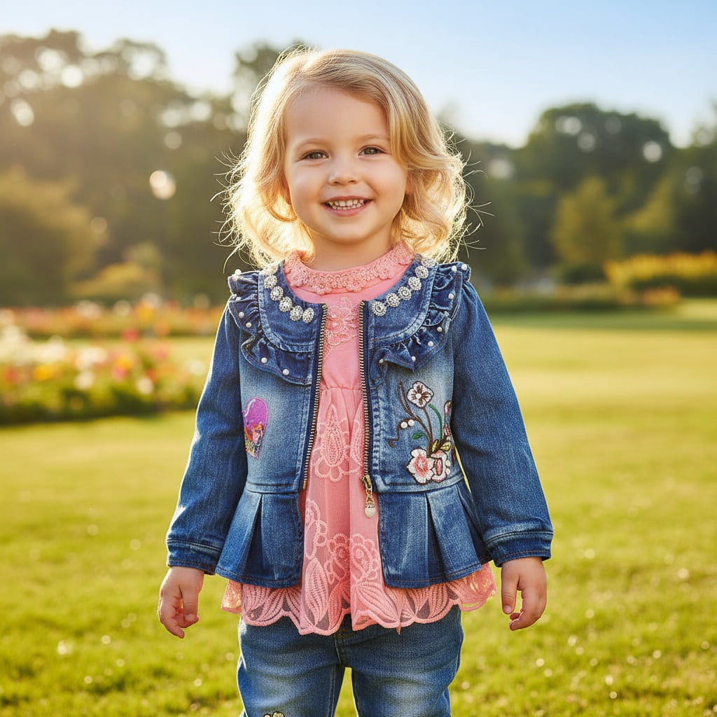 Peacolate 6M-4Years Spring Autumn Baby Girls Sets Denim 3 Pcs Clothes Long Sleeve T-Shirt Denim Jacket and Jeans,Pink,3-4years