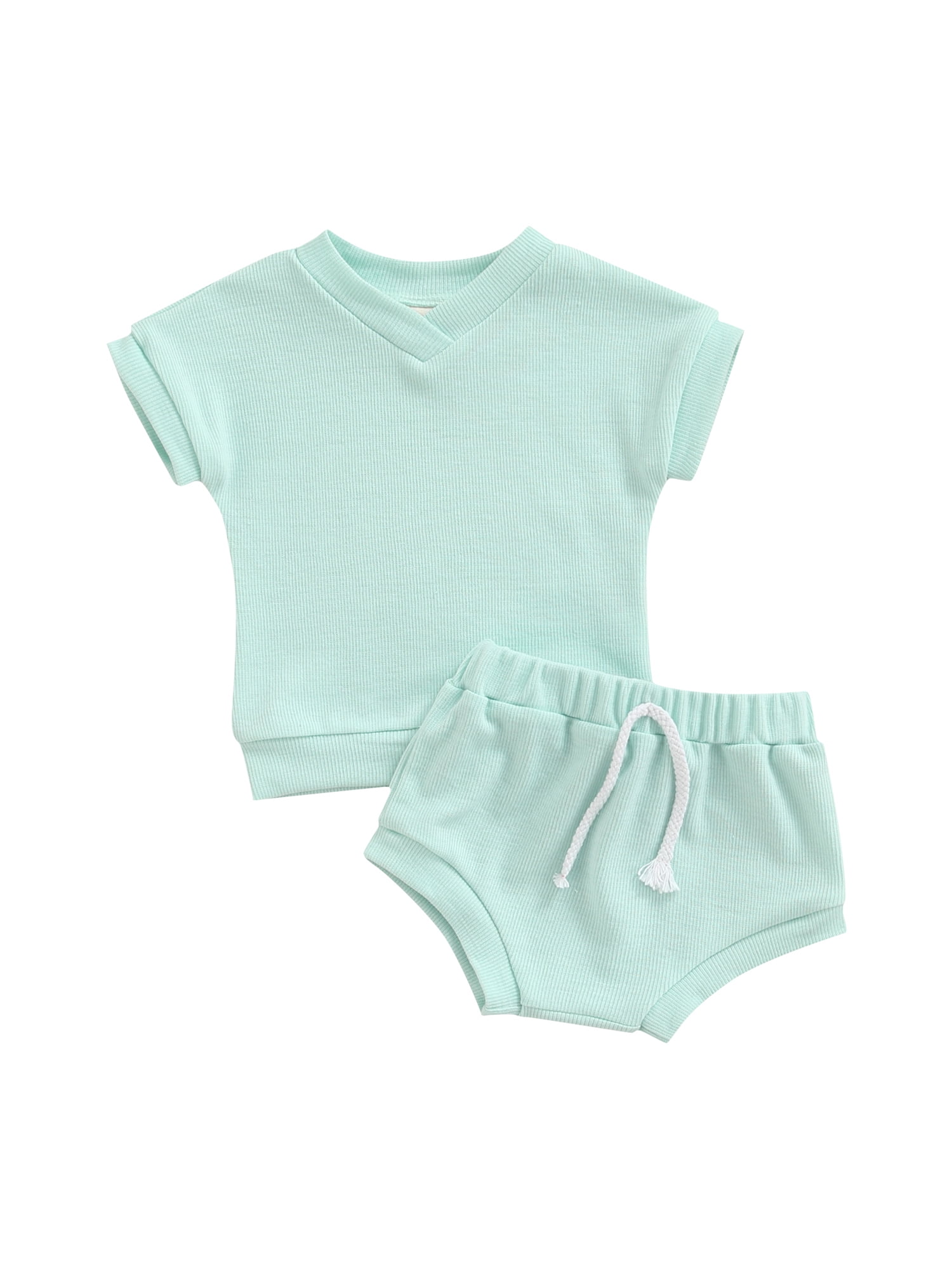 Drawstring Shorts Casual Summer Clothes Set 2Pcs/Set Newborn Baby Girls Boys Short Sleeve T-Shirt Top