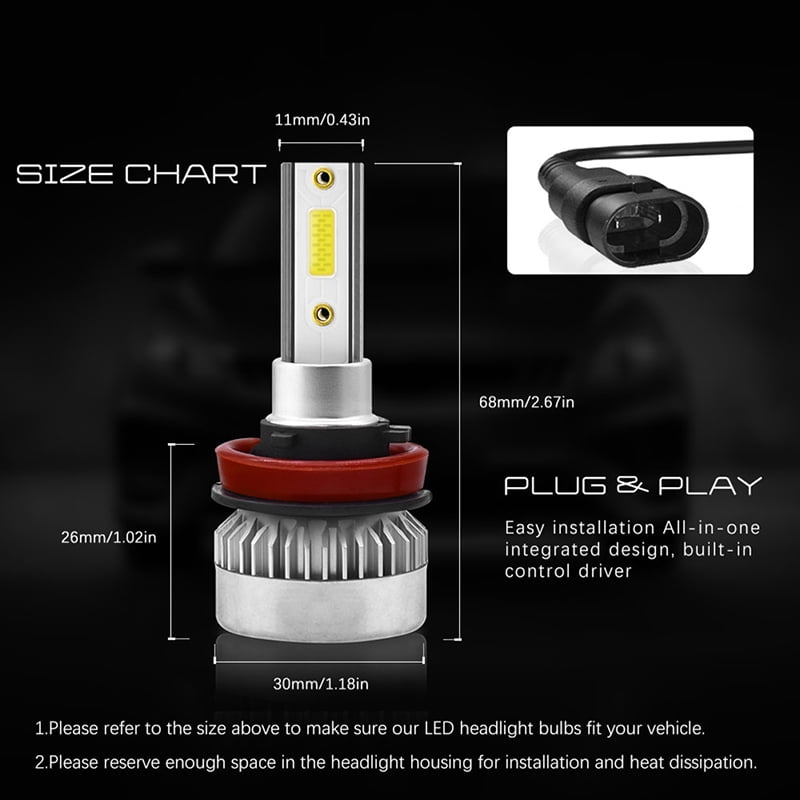1Pair TXVSO8 H7 COB LED Headlight Bulbs 110W 20000LM High Low Beam White Lig Ah 