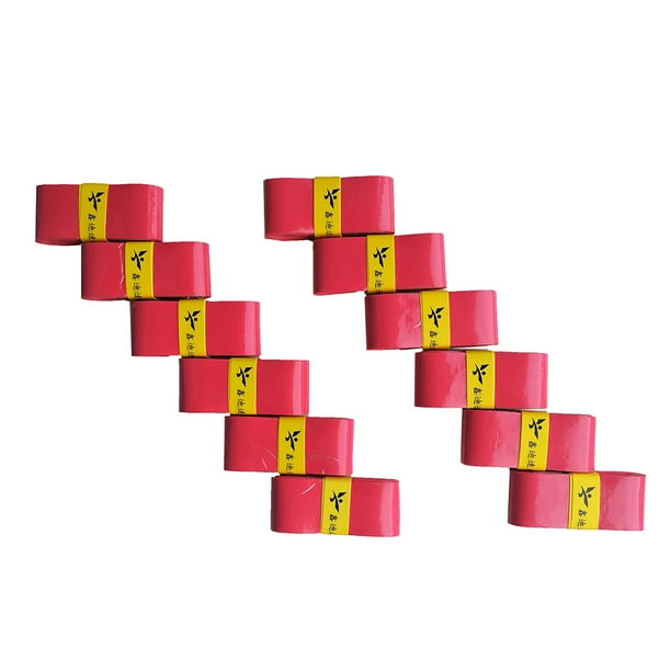 Toystoory 12 piezas de envolturas de raqueta de bádminton para exteriores, agarre de tenis para interiores, bandas antideslizantes para el Bádminton Rojo