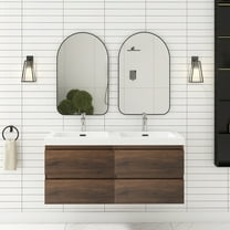 Angela 48" Wall-Mounted Double Sink Bathroom Vanity in Rose Wood with White Basin